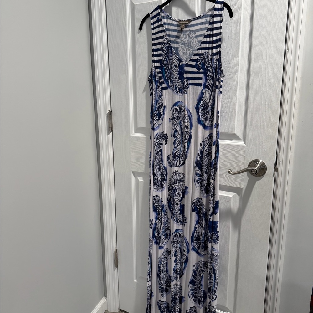 Tommy Bahama Blue and White Paisley Maxi Dress